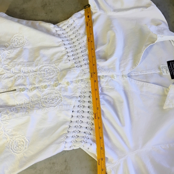 G Designs Y2K White Top Womens Medium Collar Knit Floral Cottagecore Boho Chic - Picture 10 of 12